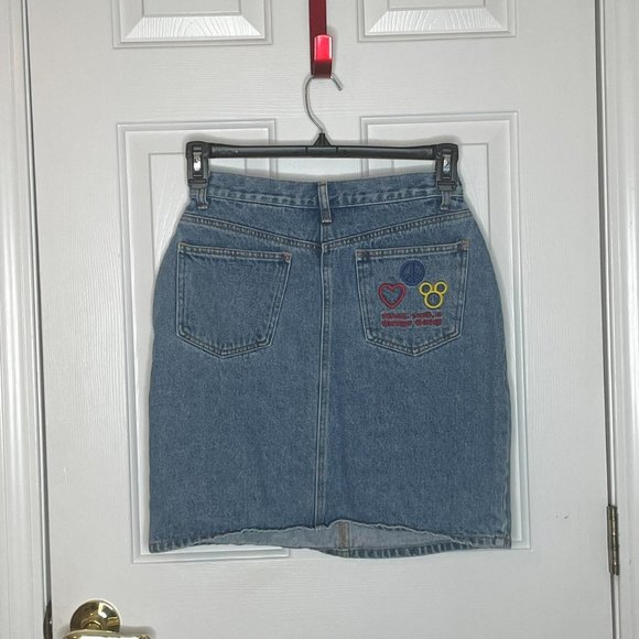 Vintage 90's/Y2K Denim Mickey Mouse Embroidered Skirt, by Disney, Size S/M - Picture 6 of 6
